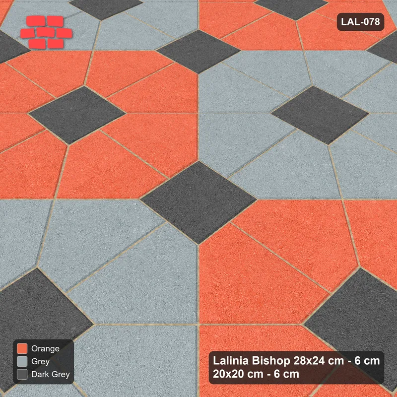 Interlock (Pasco) 28x24 cm · LAL-078 · Octagon Rosette Grid - chequer octagons, dark centres and gap squares · Side view Interlock (Pasco) 28x24 cm · LAL-078 · Octagon Rosette Grid - chequer octagons, dark centres and gap squares · Side view