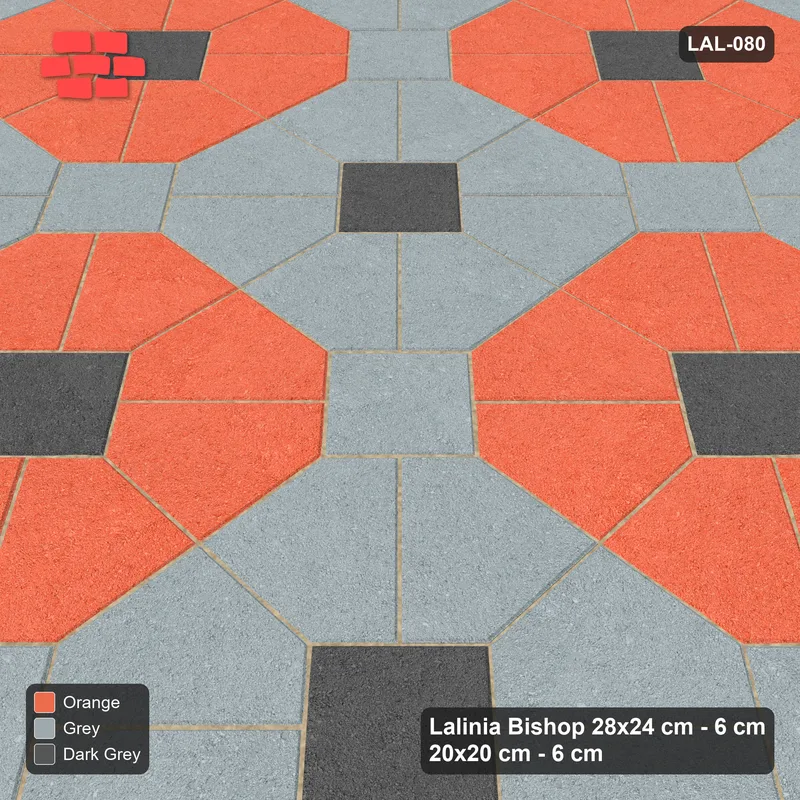 Interlock (Pasco) 28x24 cm · LAL-080 · Octagon Rosette Grid - chequer octagons, accent centres, turned 45 deg · Side view Interlock (Pasco) 28x24 cm · LAL-080 · Octagon Rosette Grid - chequer octagons, accent centres, turned 45 deg · Side view