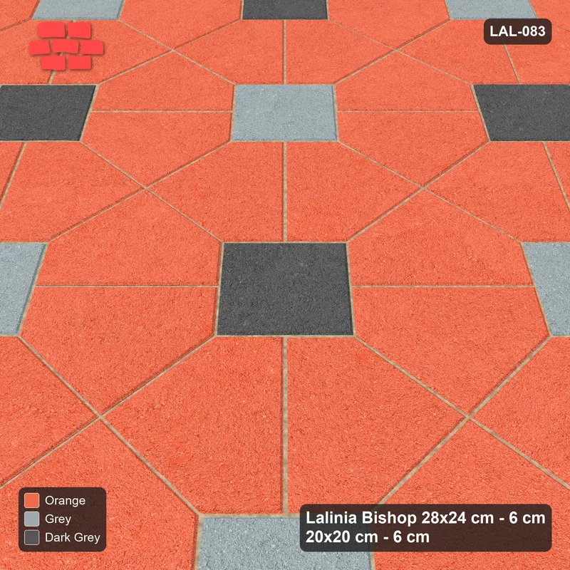 Interlock (Pasco) 28x24 cm · LAL-083 · Octagon Rosette Grid - single house colour, two square accents, turned 45 deg · Side view Interlock (Pasco) 28x24 cm · LAL-083 · Octagon Rosette Grid - single house colour, two square accents, turned 45 deg · Side view