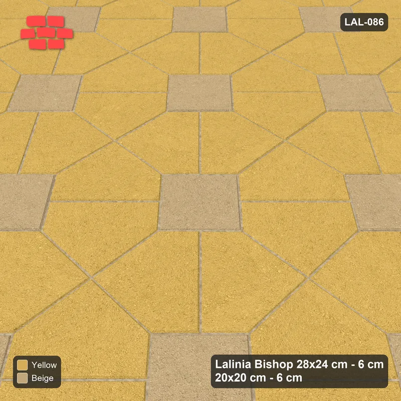 Interlock (Pasco) 28x24 cm · LAL-086 · Octagon Rosette Grid - single house colour, accent squares, turned 45 deg · Side view Interlock (Pasco) 28x24 cm · LAL-086 · Octagon Rosette Grid - single house colour, accent squares, turned 45 deg · Side view