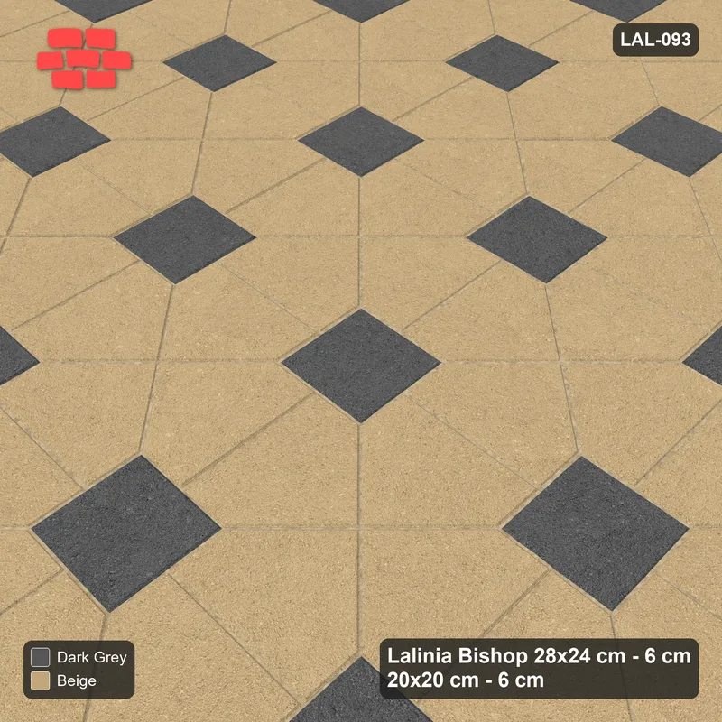 Interlock (Pasco) 28x24 cm · LAL-093 · Octagon Rosette Grid - single house colour, accent squares · Side view Interlock (Pasco) 28x24 cm · LAL-093 · Octagon Rosette Grid - single house colour, accent squares · Side view