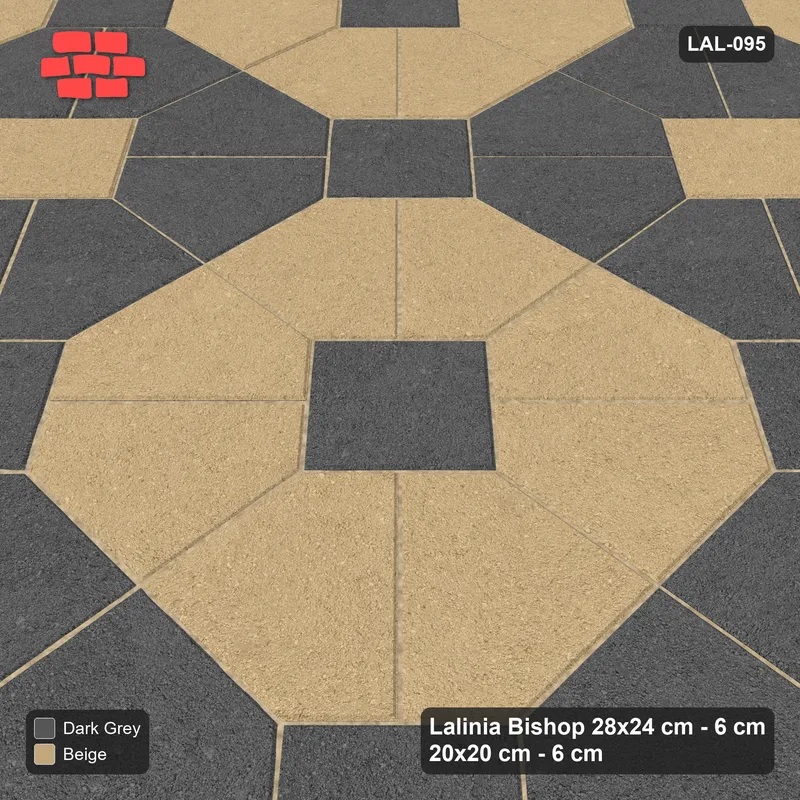 Interlock (Pasco) 28x24 cm · LAL-095 · Octagon Rosette Grid - chequer octagons, crossed centre colours, turned 45 deg · Side view Interlock (Pasco) 28x24 cm · LAL-095 · Octagon Rosette Grid - chequer octagons, crossed centre colours, turned 45 deg · Side view