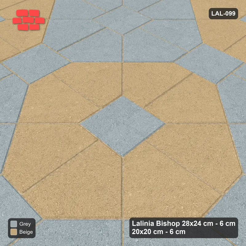 Interlock (Pasco) 28x24 cm · LAL-099 · Octagon Rosette Grid - chequer octagons, squares in the second colour · Side view Interlock (Pasco) 28x24 cm · LAL-099 · Octagon Rosette Grid - chequer octagons, squares in the second colour · Side view
