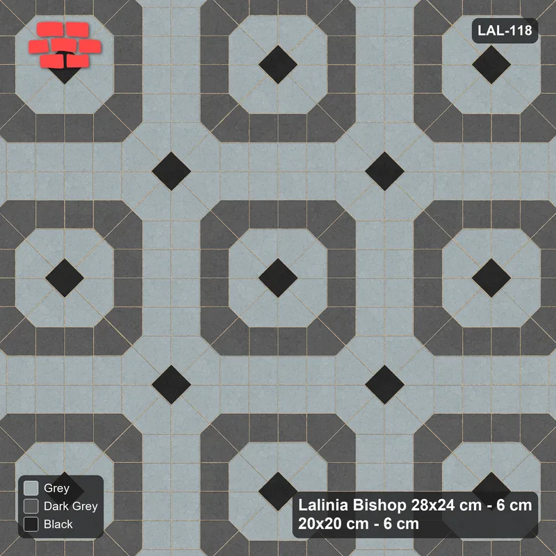 Interlock (Pasco) 28x24 cm · LAL-118 · Framed Octagon Medallions - frame ring only, accent centres · Top view Interlock (Pasco) 28x24 cm · LAL-118 · Framed Octagon Medallions - frame ring only, accent centres · Top view