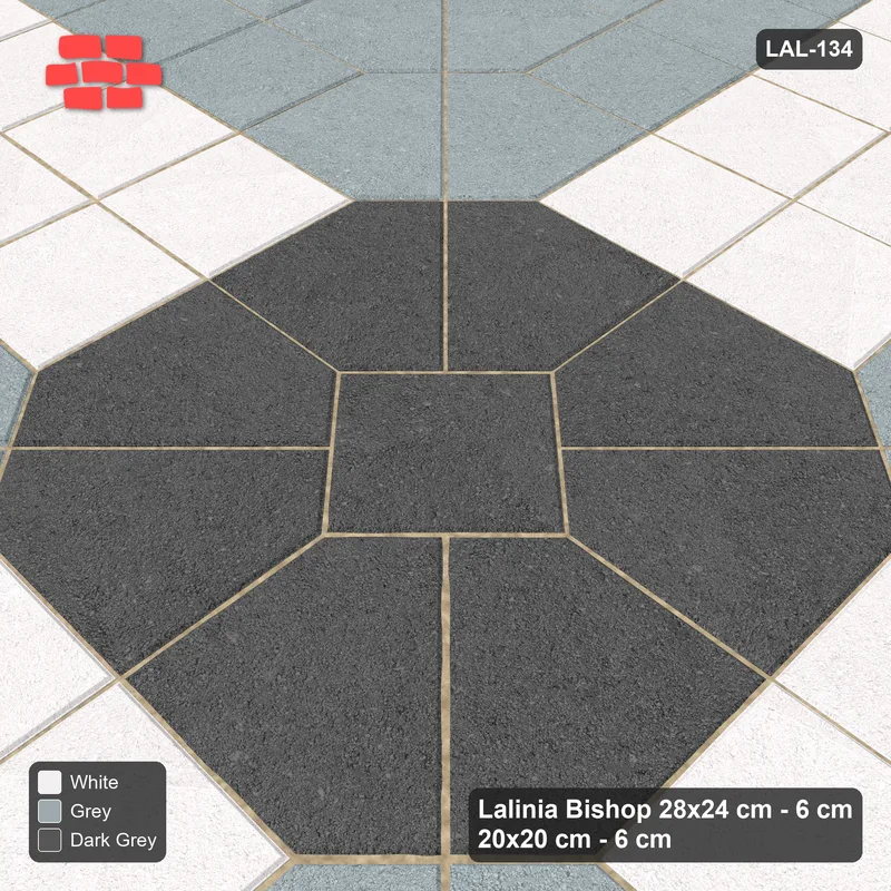 Interlock (Pasco) 28x24 cm · LAL-134 · Framed Octagon Medallions - highlighted corner rosettes, kerb frame · Side view Interlock (Pasco) 28x24 cm · LAL-134 · Framed Octagon Medallions - highlighted corner rosettes, kerb frame · Side view