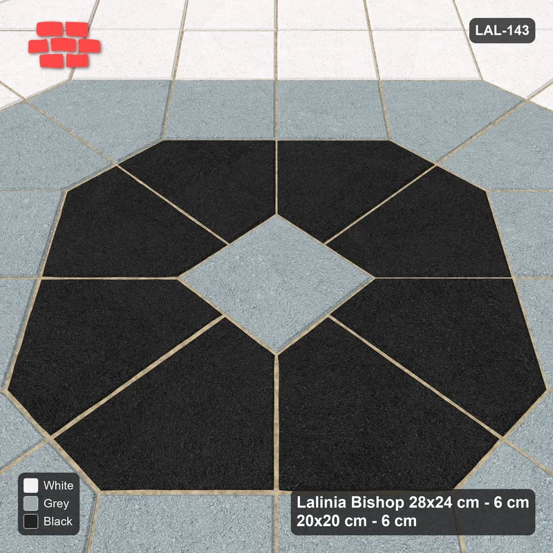 Interlock (Pasco) 28x24 cm · LAL-143 · Framed Octagon Medallions - square field, frame ring, coloured inner octagon, turned 45 deg, kerb frame · Side view Interlock (Pasco) 28x24 cm · LAL-143 · Framed Octagon Medallions - square field, frame ring, coloured inner octagon, turned 45 deg, kerb frame · Side view