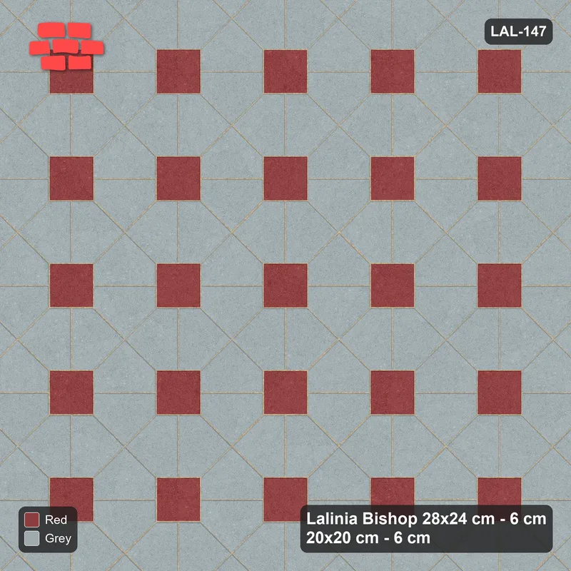 Interlock (Pasco) 28x24 cm · LAL-147 · House-Pair Rows - accent squares · Top view Interlock (Pasco) 28x24 cm · LAL-147 · House-Pair Rows - accent squares · Top view