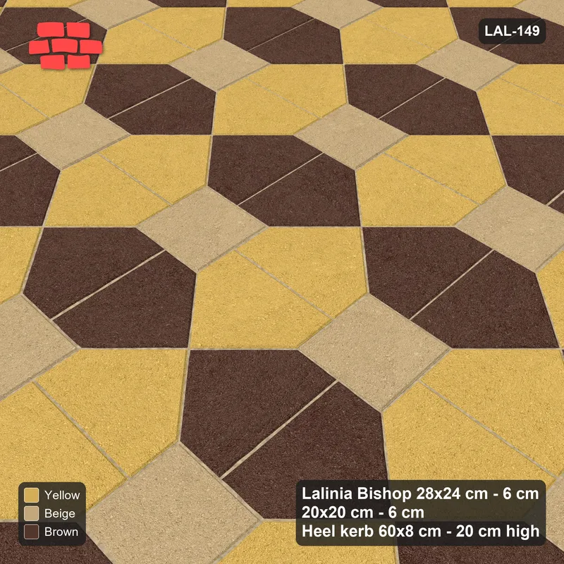 Interlock (Pasco) 28x24 cm · LAL-149 · House-Pair Rows - pair direction and square accents, kerb frame · Side view Interlock (Pasco) 28x24 cm · LAL-149 · House-Pair Rows - pair direction and square accents, kerb frame · Side view
