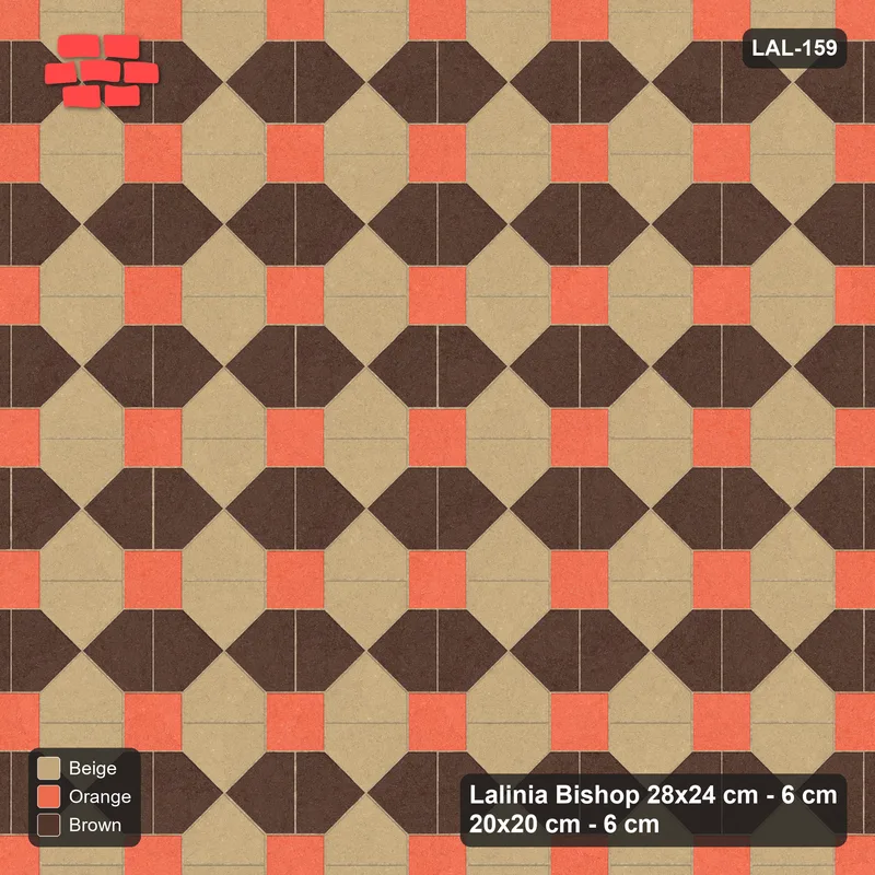Interlock (Pasco) 28x24 cm · LAL-159 · House-Pair Rows - pair direction and square accents · Top view Interlock (Pasco) 28x24 cm · LAL-159 · House-Pair Rows - pair direction and square accents · Top view