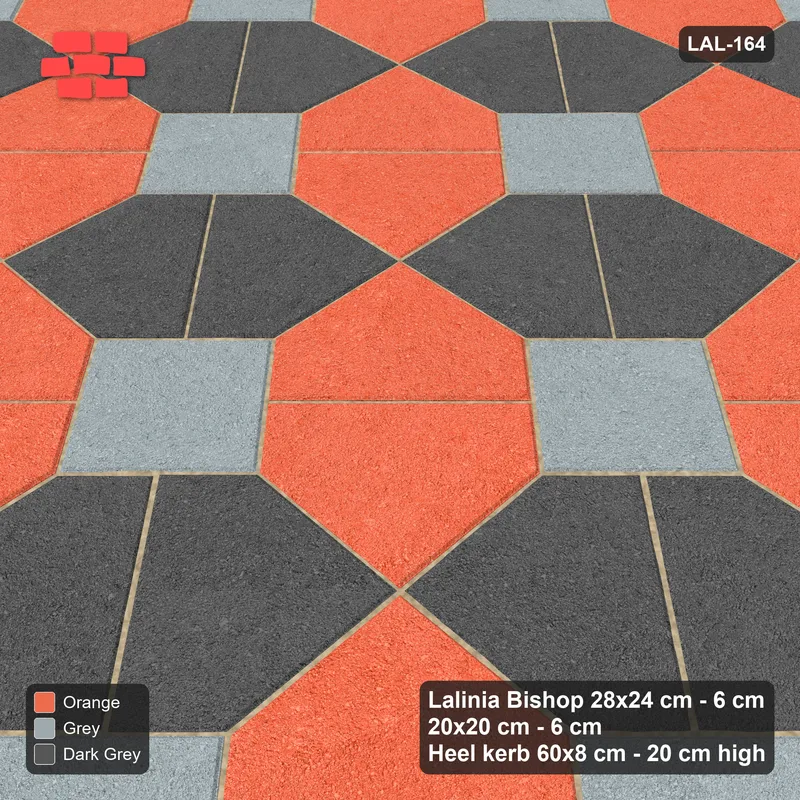 Interlock (Pasco) 28x24 cm · LAL-164 · House-Pair Rows - pair direction and square accents, turned 45 deg, kerb frame · Side view Interlock (Pasco) 28x24 cm · LAL-164 · House-Pair Rows - pair direction and square accents, turned 45 deg, kerb frame · Side view