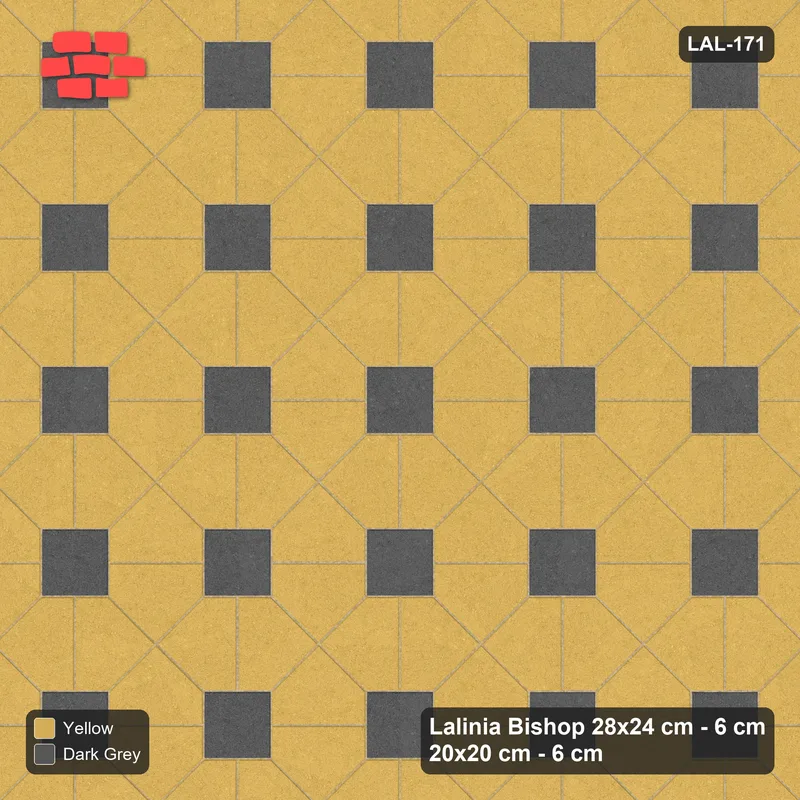 Interlock (Pasco) 28x24 cm · LAL-171 · House-Pair Rows - accent squares · Top view Interlock (Pasco) 28x24 cm · LAL-171 · House-Pair Rows - accent squares · Top view