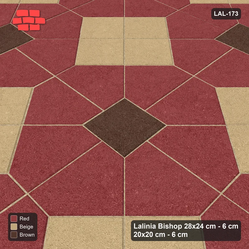 Interlock (Pasco) 28x24 cm · LAL-173 · Octagons with Diamond Blocks - diamond blocks and dark centres · Side view Interlock (Pasco) 28x24 cm · LAL-173 · Octagons with Diamond Blocks - diamond blocks and dark centres · Side view