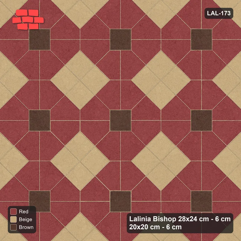 Interlock (Pasco) 28x24 cm · LAL-173 · Octagons with Diamond Blocks - diamond blocks and dark centres · Top view Interlock (Pasco) 28x24 cm · LAL-173 · Octagons with Diamond Blocks - diamond blocks and dark centres · Top view