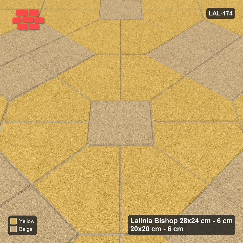 Interlock (Pasco) 28x24 cm · LAL-174 · Octagons with Diamond Blocks - diamond blocks and centres in one accent, turned 45 deg, kerb frame · Side view Interlock (Pasco) 28x24 cm · LAL-174 · Octagons with Diamond Blocks - diamond blocks and centres in one accent, turned 45 deg, kerb frame · Side view