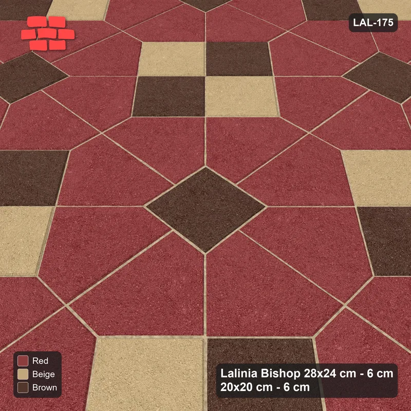 Interlock (Pasco) 28x24 cm · LAL-175 · Octagons with Diamond Blocks - two-tone diamond blocks · Side view Interlock (Pasco) 28x24 cm · LAL-175 · Octagons with Diamond Blocks - two-tone diamond blocks · Side view