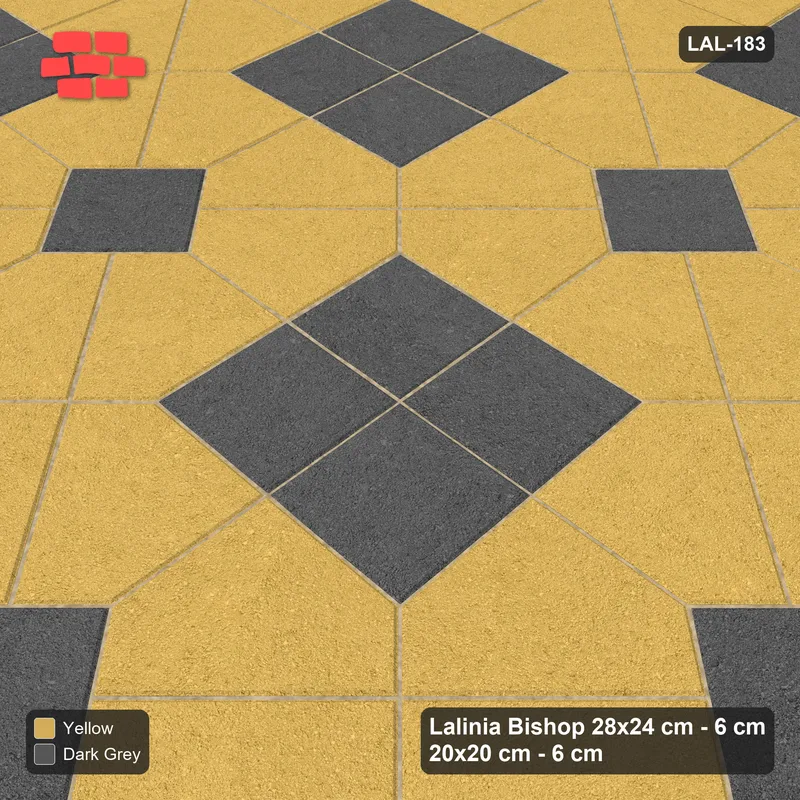 Interlock (Pasco) 28x24 cm · LAL-183 · Octagons with Diamond Blocks - diamond blocks and centres in one accent, turned 45 deg, kerb frame · Side view Interlock (Pasco) 28x24 cm · LAL-183 · Octagons with Diamond Blocks - diamond blocks and centres in one accent, turned 45 deg, kerb frame · Side view