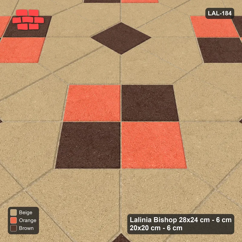 Interlock (Pasco) 28x24 cm · LAL-184 · Octagons with Diamond Blocks - two-tone diamond blocks · Side view Interlock (Pasco) 28x24 cm · LAL-184 · Octagons with Diamond Blocks - two-tone diamond blocks · Side view