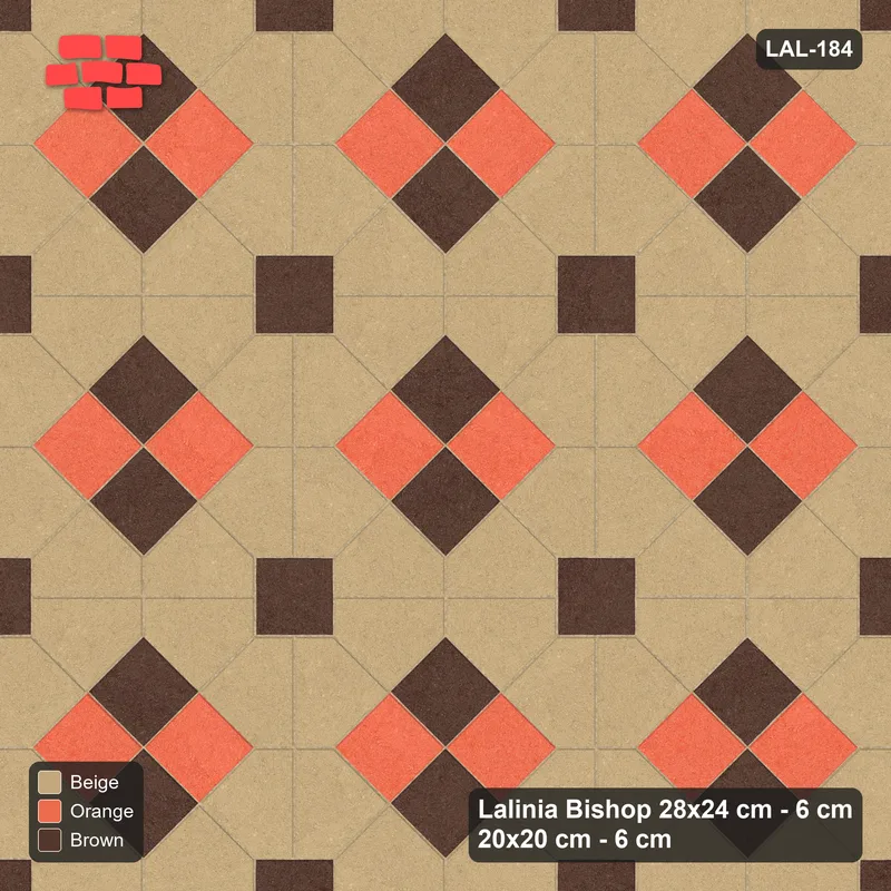 Interlock (Pasco) 28x24 cm · LAL-184 · Octagons with Diamond Blocks - two-tone diamond blocks · Top view Interlock (Pasco) 28x24 cm · LAL-184 · Octagons with Diamond Blocks - two-tone diamond blocks · Top view