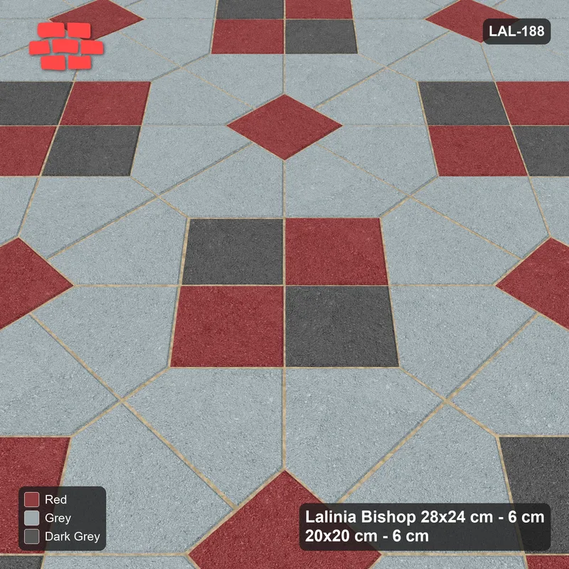 Interlock (Pasco) 28x24 cm · LAL-188 · Octagons with Diamond Blocks - two-tone diamond blocks · Side view Interlock (Pasco) 28x24 cm · LAL-188 · Octagons with Diamond Blocks - two-tone diamond blocks · Side view