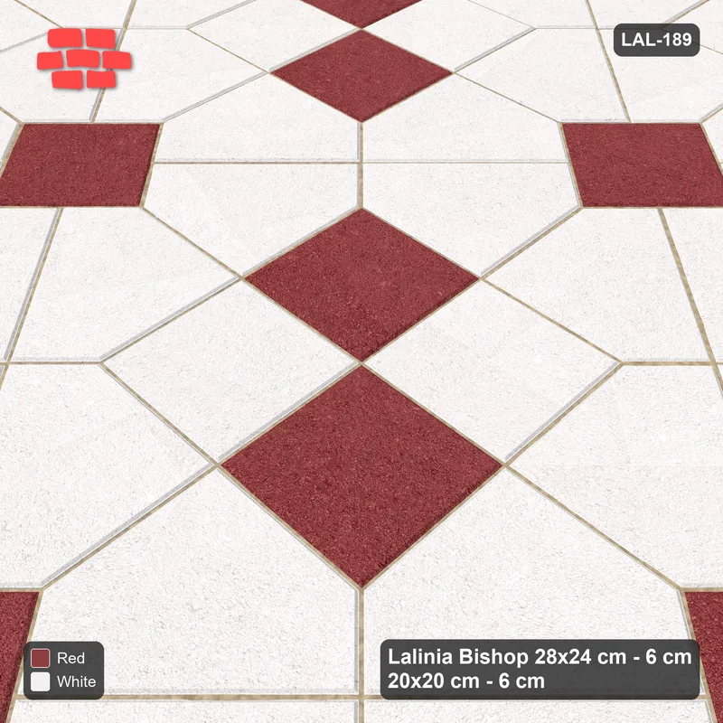 Interlock (Pasco) 28x24 cm · LAL-189 · Octagons with Diamond Blocks - accent centres and half blocks, turned 45 deg, kerb frame · Side view Interlock (Pasco) 28x24 cm · LAL-189 · Octagons with Diamond Blocks - accent centres and half blocks, turned 45 deg, kerb frame · Side view
