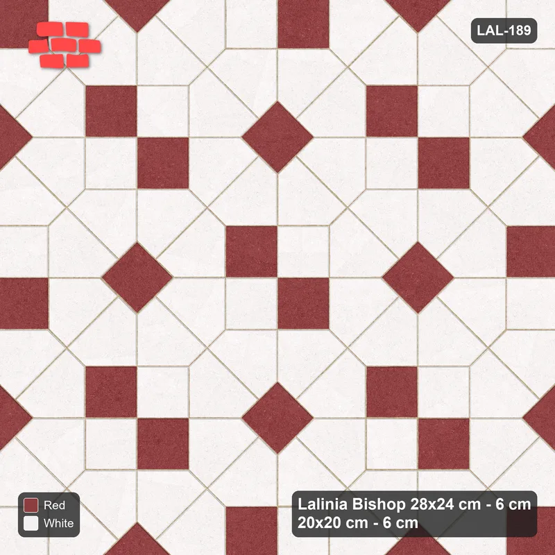 Interlock (Pasco) 28x24 cm · LAL-189 · Octagons with Diamond Blocks - accent centres and half blocks, turned 45 deg, kerb frame · Top view Interlock (Pasco) 28x24 cm · LAL-189 · Octagons with Diamond Blocks - accent centres and half blocks, turned 45 deg, kerb frame · Top view