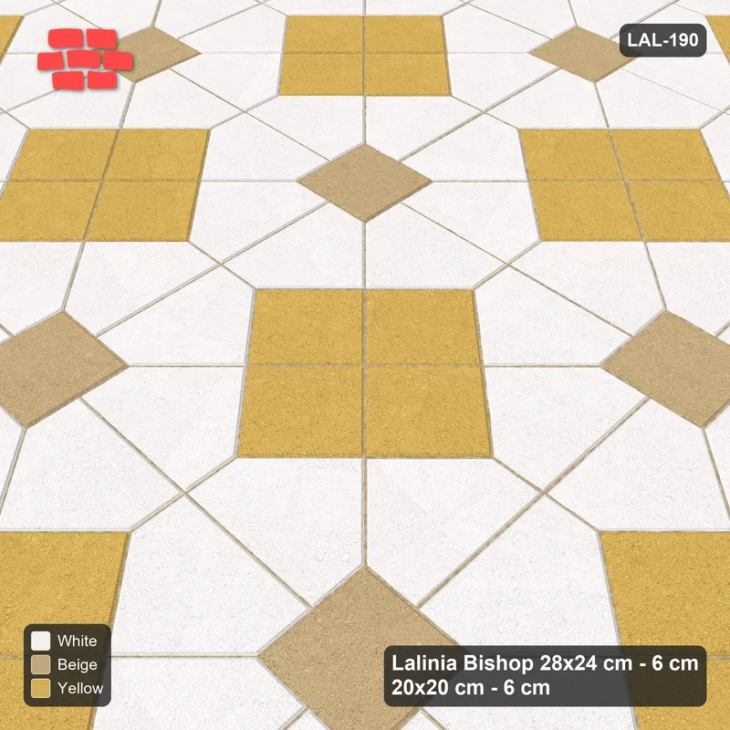 Interlock (Pasco) 28x24 cm · LAL-190 · Octagons with Diamond Blocks - diamond blocks and dark centres · Side view Interlock (Pasco) 28x24 cm · LAL-190 · Octagons with Diamond Blocks - diamond blocks and dark centres · Side view