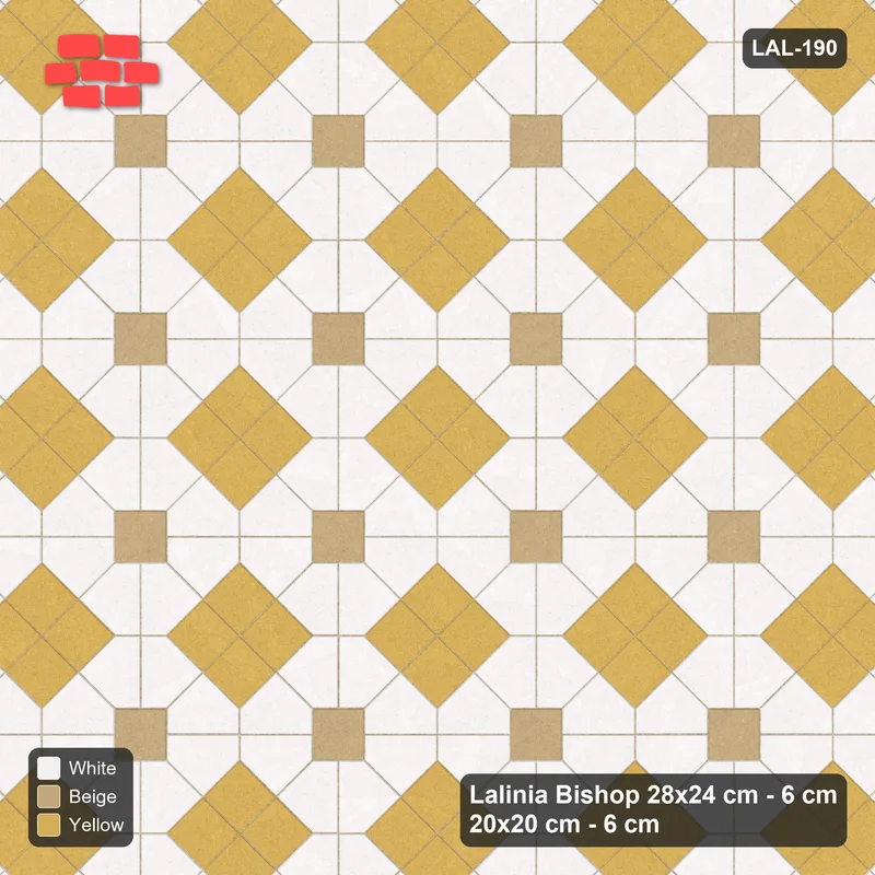 Interlock (Pasco) 28x24 cm · LAL-190 · Octagons with Diamond Blocks - diamond blocks and dark centres · Top view Interlock (Pasco) 28x24 cm · LAL-190 · Octagons with Diamond Blocks - diamond blocks and dark centres · Top view