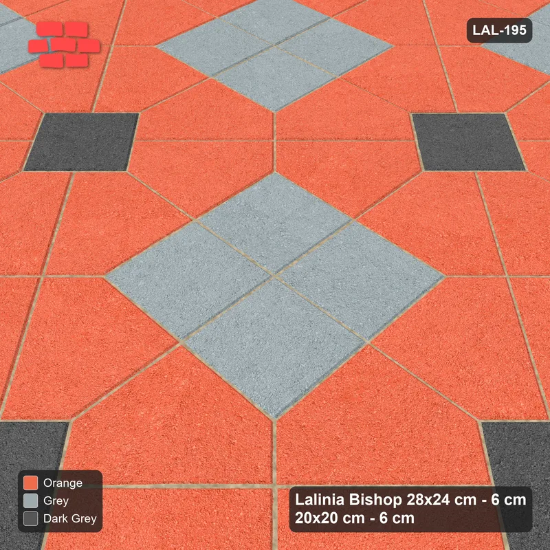 Interlock (Pasco) 28x24 cm · LAL-195 · Octagons with Diamond Blocks - diamond blocks and dark centres, turned 45 deg, kerb frame · Side view Interlock (Pasco) 28x24 cm · LAL-195 · Octagons with Diamond Blocks - diamond blocks and dark centres, turned 45 deg, kerb frame · Side view