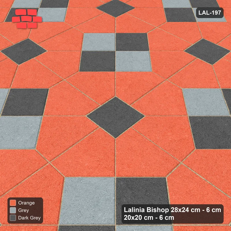Interlock (Pasco) 28x24 cm · LAL-197 · Octagons with Diamond Blocks - two-tone diamond blocks · Side view Interlock (Pasco) 28x24 cm · LAL-197 · Octagons with Diamond Blocks - two-tone diamond blocks · Side view