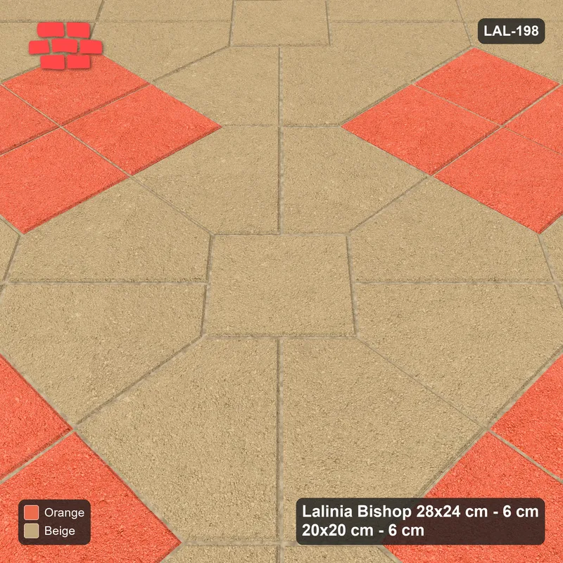 Interlock (Pasco) 28x24 cm · LAL-198 · Octagons with Diamond Blocks - accent diamond blocks only, turned 45 deg, kerb frame · Side view Interlock (Pasco) 28x24 cm · LAL-198 · Octagons with Diamond Blocks - accent diamond blocks only, turned 45 deg, kerb frame · Side view