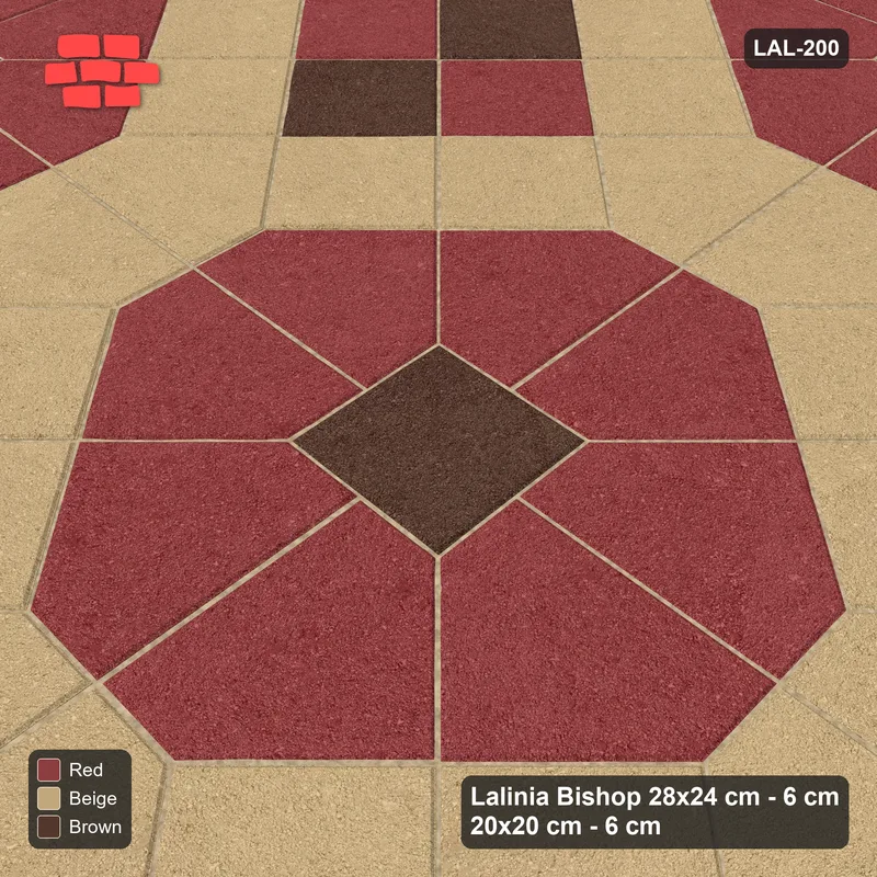 Interlock (Pasco) 28x24 cm · LAL-200 · Octagons with House Pairs and Plus Squares - light octagons, coloured pairs, dark centres and plus core · Side view Interlock (Pasco) 28x24 cm · LAL-200 · Octagons with House Pairs and Plus Squares - light octagons, coloured pairs, dark centres and plus core · Side view