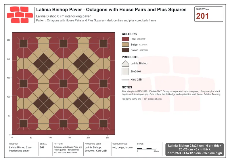 Interlock (Pasco) 28x24 cm · LAL-201 · Octagons with House Pairs and Plus Squares - dark centres and plus core, kerb frame · Laying plan Interlock (Pasco) 28x24 cm · LAL-201 · Octagons with House Pairs and Plus Squares - dark centres and plus core, kerb frame · Laying plan