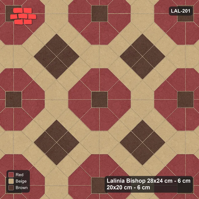 Interlock (Pasco) 28x24 cm · LAL-201 · Octagons with House Pairs and Plus Squares - dark centres and plus core, kerb frame · Top view Interlock (Pasco) 28x24 cm · LAL-201 · Octagons with House Pairs and Plus Squares - dark centres and plus core, kerb frame · Top view