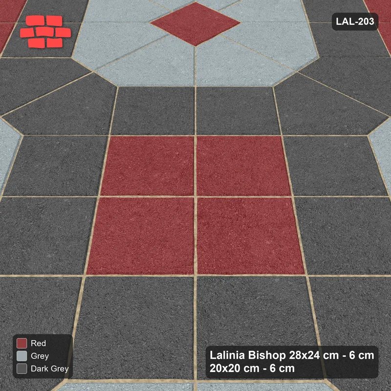 Interlock (Pasco) 28x24 cm · LAL-203 · Octagons with House Pairs and Plus Squares - dark centres and plus core · Side view Interlock (Pasco) 28x24 cm · LAL-203 · Octagons with House Pairs and Plus Squares - dark centres and plus core · Side view
