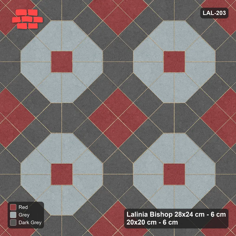 Interlock (Pasco) 28x24 cm · LAL-203 · Octagons with House Pairs and Plus Squares - dark centres and plus core · Top view Interlock (Pasco) 28x24 cm · LAL-203 · Octagons with House Pairs and Plus Squares - dark centres and plus core · Top view