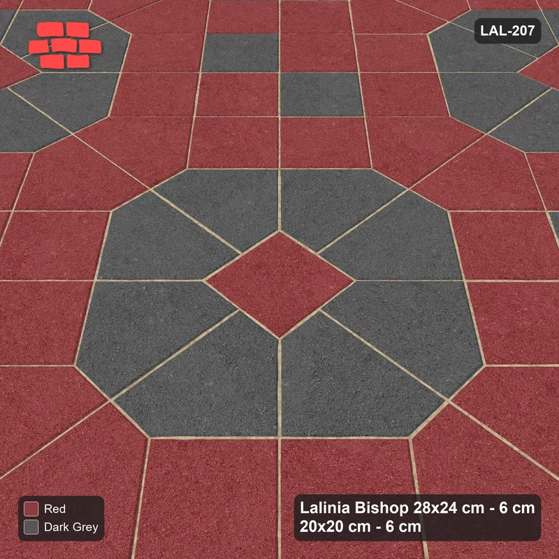 Interlock (Pasco) 28x24 cm · LAL-207 · Octagons with House Pairs and Plus Squares - two-colour octagons and pairs, kerb frame · Side view Interlock (Pasco) 28x24 cm · LAL-207 · Octagons with House Pairs and Plus Squares - two-colour octagons and pairs, kerb frame · Side view