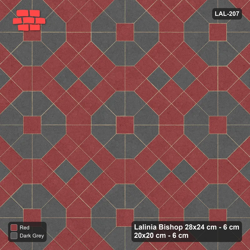 Interlock (Pasco) 28x24 cm · LAL-207 · Octagons with House Pairs and Plus Squares - two-colour octagons and pairs, kerb frame · Top view Interlock (Pasco) 28x24 cm · LAL-207 · Octagons with House Pairs and Plus Squares - two-colour octagons and pairs, kerb frame · Top view