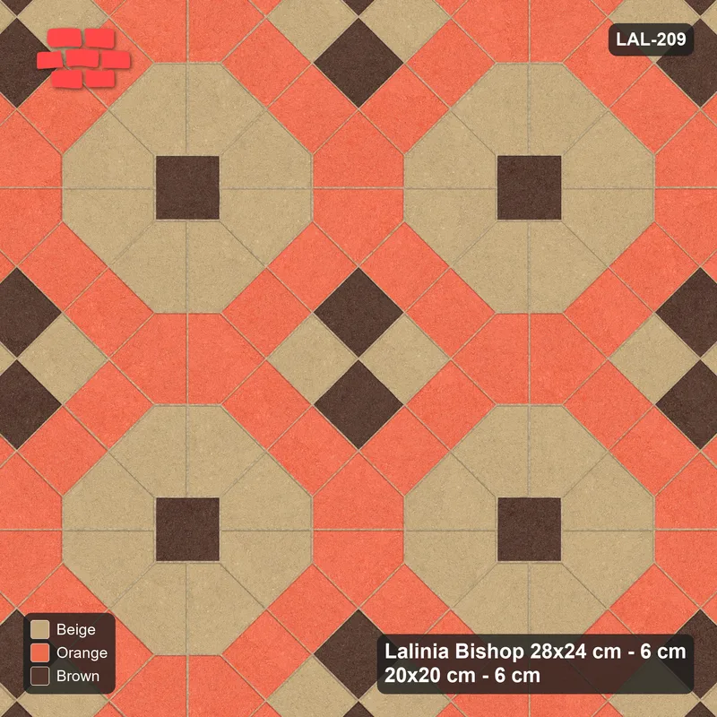 Interlock (Pasco) 28x24 cm · LAL-209 · Octagons with House Pairs and Plus Squares - light octagons, coloured pairs, dark centres and plus core · Top view Interlock (Pasco) 28x24 cm · LAL-209 · Octagons with House Pairs and Plus Squares - light octagons, coloured pairs, dark centres and plus core · Top view