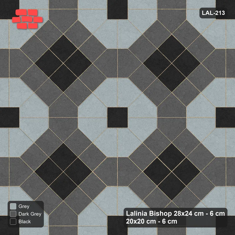 Interlock (Pasco) 28x24 cm · LAL-213 · Octagons with House Pairs and Plus Squares - dark centres and plus core, kerb frame · Top view Interlock (Pasco) 28x24 cm · LAL-213 · Octagons with House Pairs and Plus Squares - dark centres and plus core, kerb frame · Top view