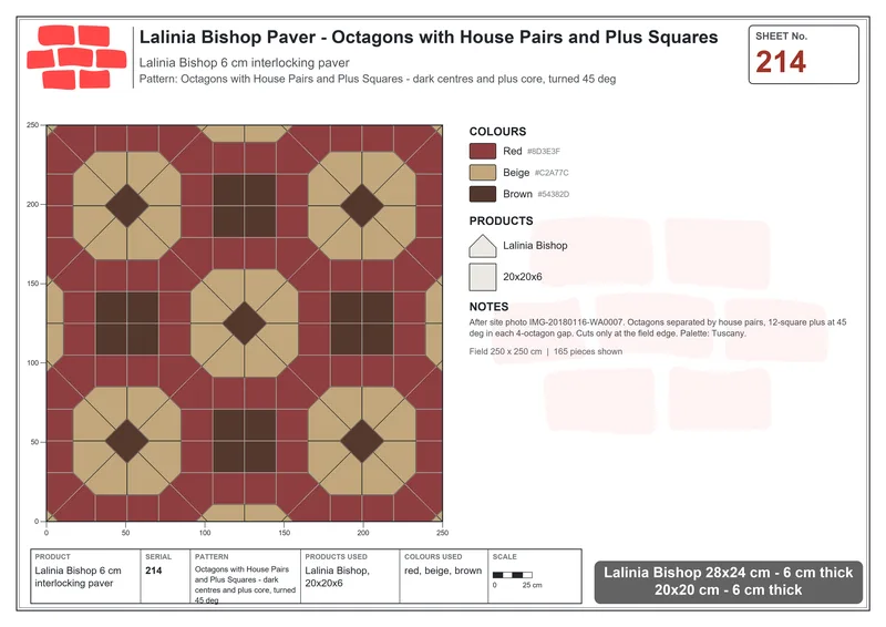 Interlock (Pasco) 28x24 cm · LAL-214 · Octagons with House Pairs and Plus Squares - dark centres and plus core, turned 45 deg · Laying plan Interlock (Pasco) 28x24 cm · LAL-214 · Octagons with House Pairs and Plus Squares - dark centres and plus core, turned 45 deg · Laying plan