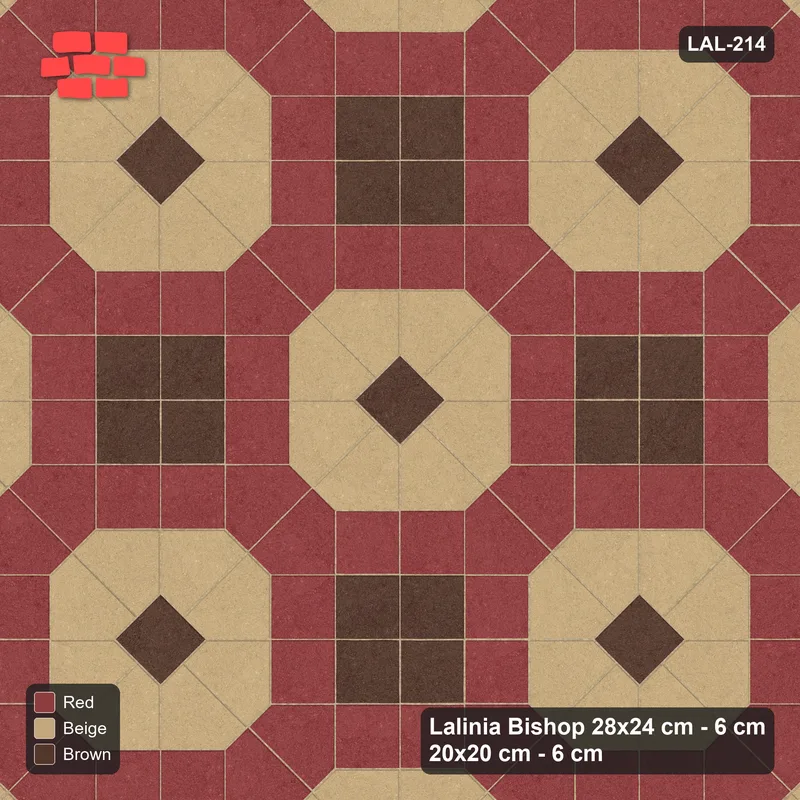 Interlock (Pasco) 28x24 cm · LAL-214 · Octagons with House Pairs and Plus Squares - dark centres and plus core, turned 45 deg · Top view Interlock (Pasco) 28x24 cm · LAL-214 · Octagons with House Pairs and Plus Squares - dark centres and plus core, turned 45 deg · Top view