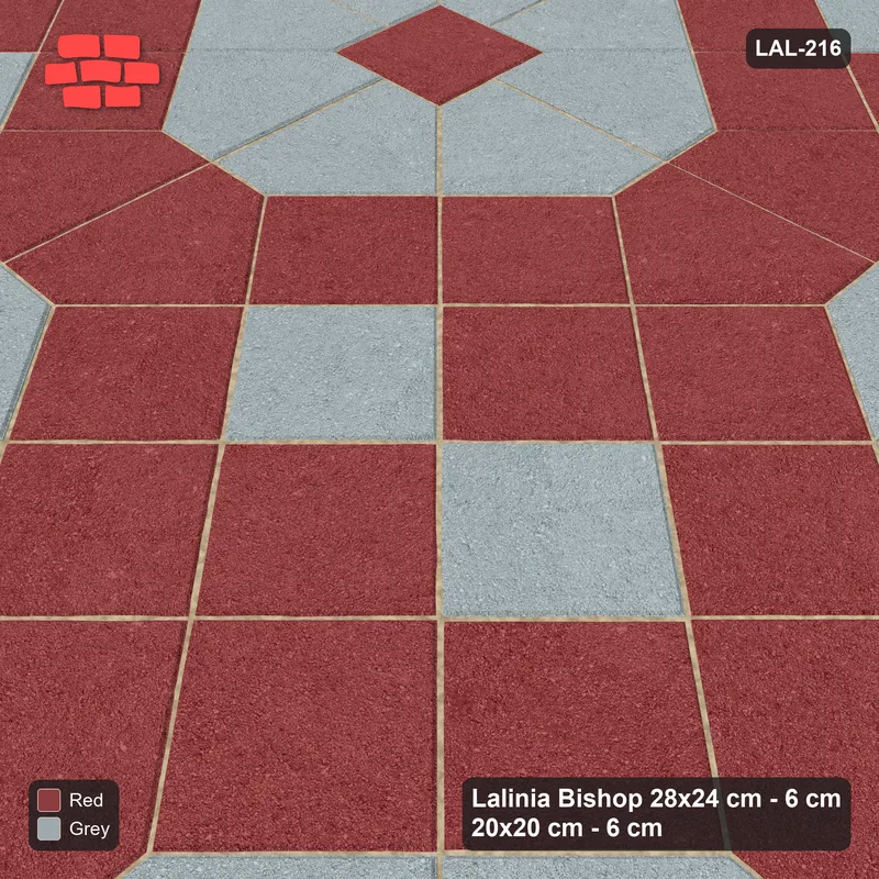 Interlock (Pasco) 28x24 cm · LAL-216 · Octagons with House Pairs and Plus Squares - two-colour octagons and pairs, kerb frame · Side view Interlock (Pasco) 28x24 cm · LAL-216 · Octagons with House Pairs and Plus Squares - two-colour octagons and pairs, kerb frame · Side view