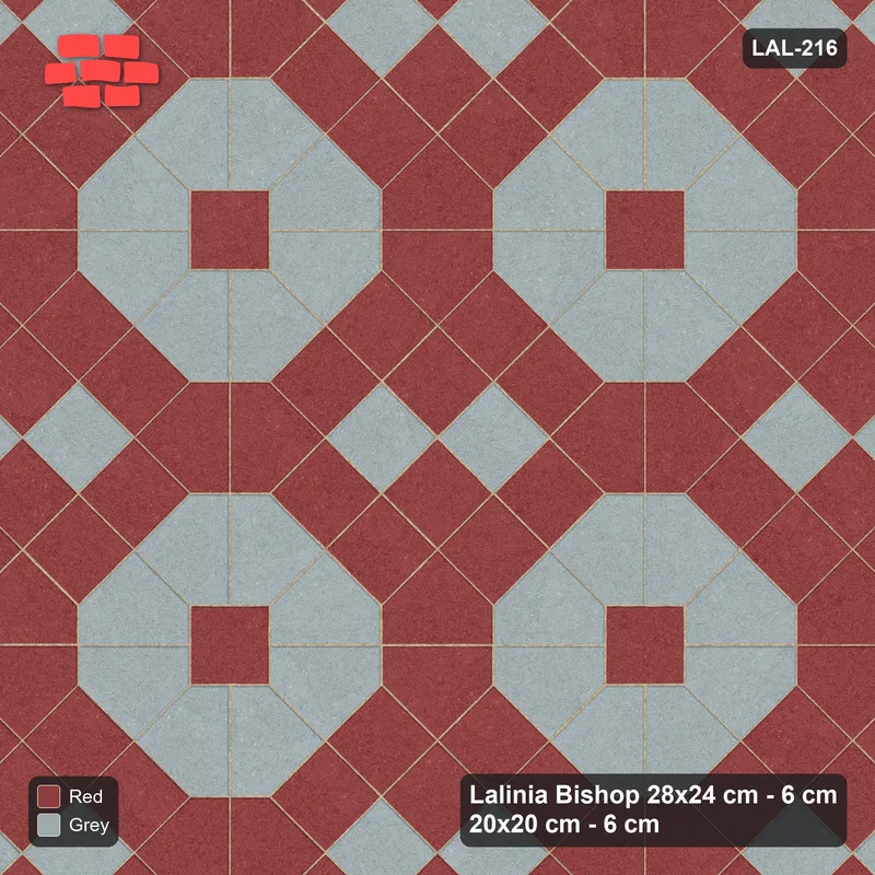 Interlock (Pasco) 28x24 cm · LAL-216 · Octagons with House Pairs and Plus Squares - two-colour octagons and pairs, kerb frame · Top view Interlock (Pasco) 28x24 cm · LAL-216 · Octagons with House Pairs and Plus Squares - two-colour octagons and pairs, kerb frame · Top view