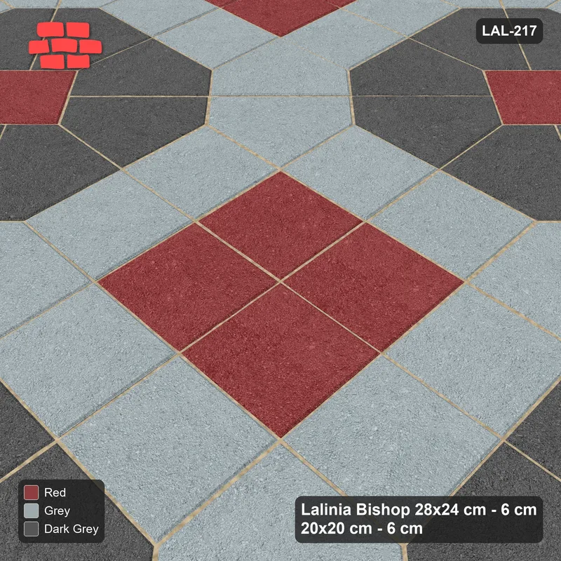 Interlock (Pasco) 28x24 cm · LAL-217 · Octagons with House Pairs and Plus Squares - dark centres and plus core, turned 45 deg · Side view Interlock (Pasco) 28x24 cm · LAL-217 · Octagons with House Pairs and Plus Squares - dark centres and plus core, turned 45 deg · Side view
