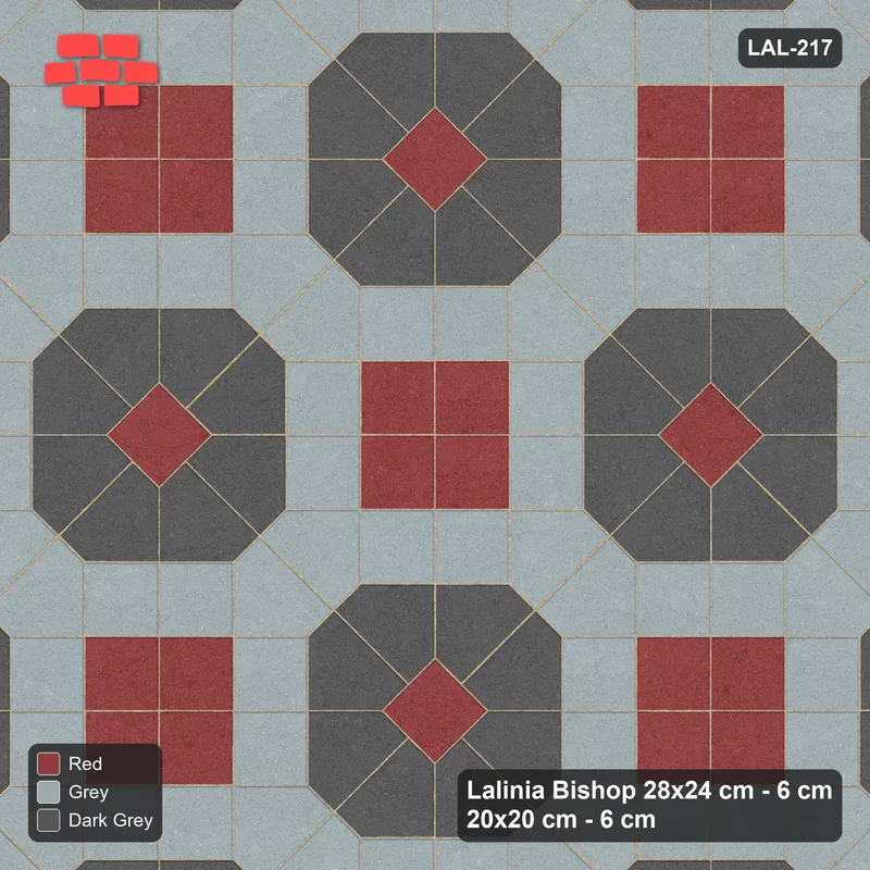 Interlock (Pasco) 28x24 cm · LAL-217 · Octagons with House Pairs and Plus Squares - dark centres and plus core, turned 45 deg · Top view Interlock (Pasco) 28x24 cm · LAL-217 · Octagons with House Pairs and Plus Squares - dark centres and plus core, turned 45 deg · Top view