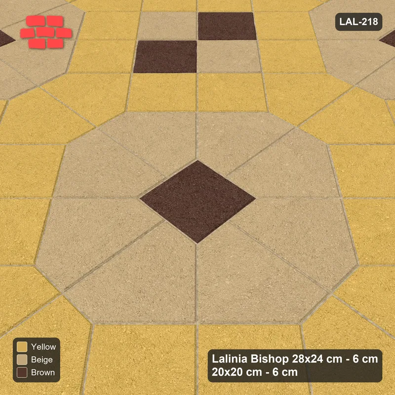Interlock (Pasco) 28x24 cm · LAL-218 · Octagons with House Pairs and Plus Squares - light octagons, coloured pairs, dark centres and plus core · Side view Interlock (Pasco) 28x24 cm · LAL-218 · Octagons with House Pairs and Plus Squares - light octagons, coloured pairs, dark centres and plus core · Side view