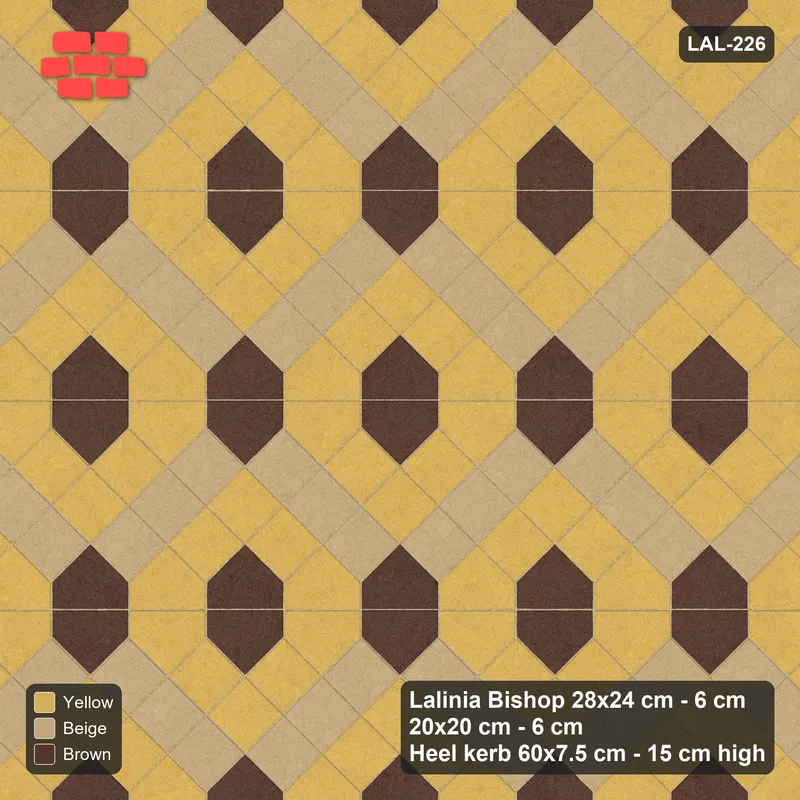 Interlock (Pasco) 28x24 cm · LAL-226 · House-Pair Columns with Diamonds - diagonal bands with accent and band-colour pairs matched, turned 90 deg, kerb frame · Top view Interlock (Pasco) 28x24 cm · LAL-226 · House-Pair Columns with Diamonds - diagonal bands with accent and band-colour pairs matched, turned 90 deg, kerb frame · Top view