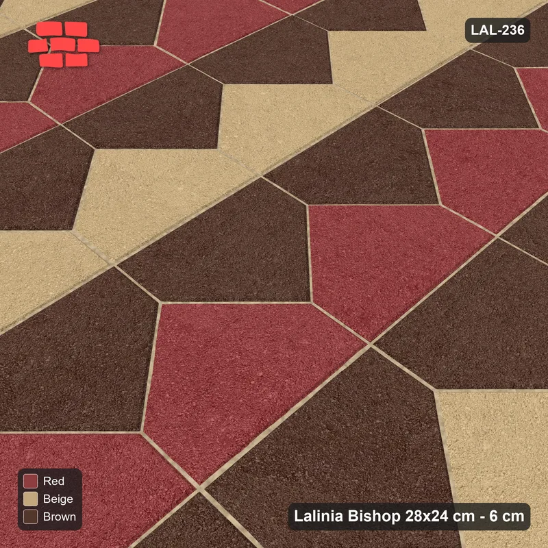 Interlock (Pasco) 28x24 cm · LAL-236 · La-19 Staggered Columns - alternating strip accents, kerb frame · Side view Interlock (Pasco) 28x24 cm · LAL-236 · La-19 Staggered Columns - alternating strip accents, kerb frame · Side view