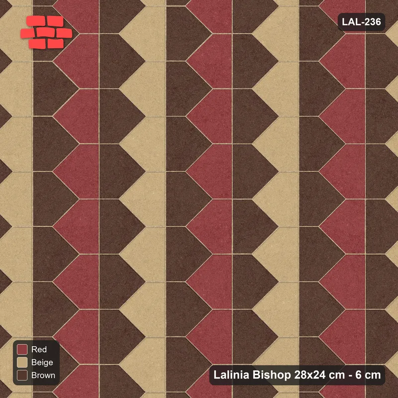 Interlock (Pasco) 28x24 cm · LAL-236 · La-19 Staggered Columns - alternating strip accents, kerb frame · Top view Interlock (Pasco) 28x24 cm · LAL-236 · La-19 Staggered Columns - alternating strip accents, kerb frame · Top view