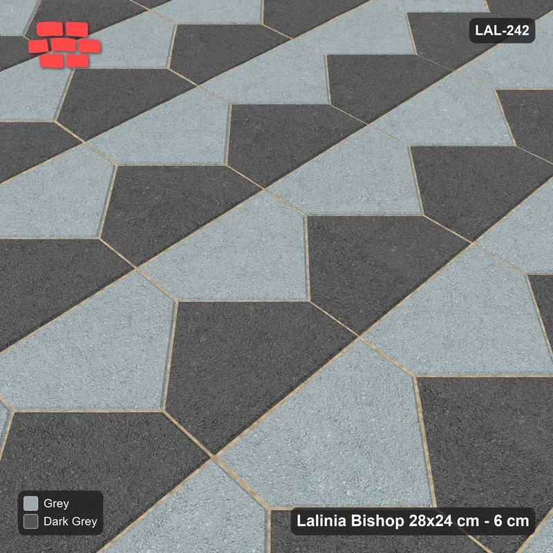 Interlock (Pasco) 28x24 cm · LAL-242 · La-19 Staggered Columns - two colours by pair member, kerb frame · Side view Interlock (Pasco) 28x24 cm · LAL-242 · La-19 Staggered Columns - two colours by pair member, kerb frame · Side view